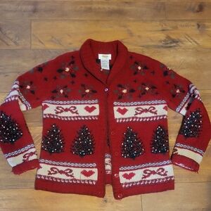 Vintage Handknit wool/angora Talbots sz medium Christmas sweater